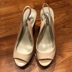 Bcbg nude wedges